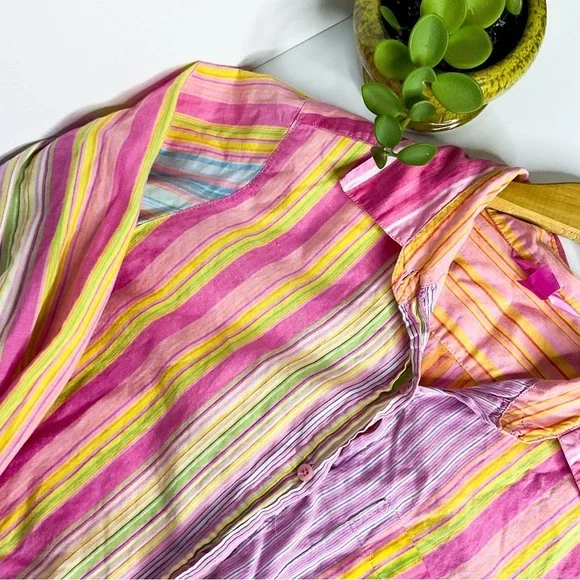 Vintage PINK Victoria’s Secret Striped Button Down Shirt Small - Picture 10 of 15
